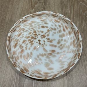 Anthropologie Art Glass Glitter Glass Serving Decorative Tray Hand Blown 11”